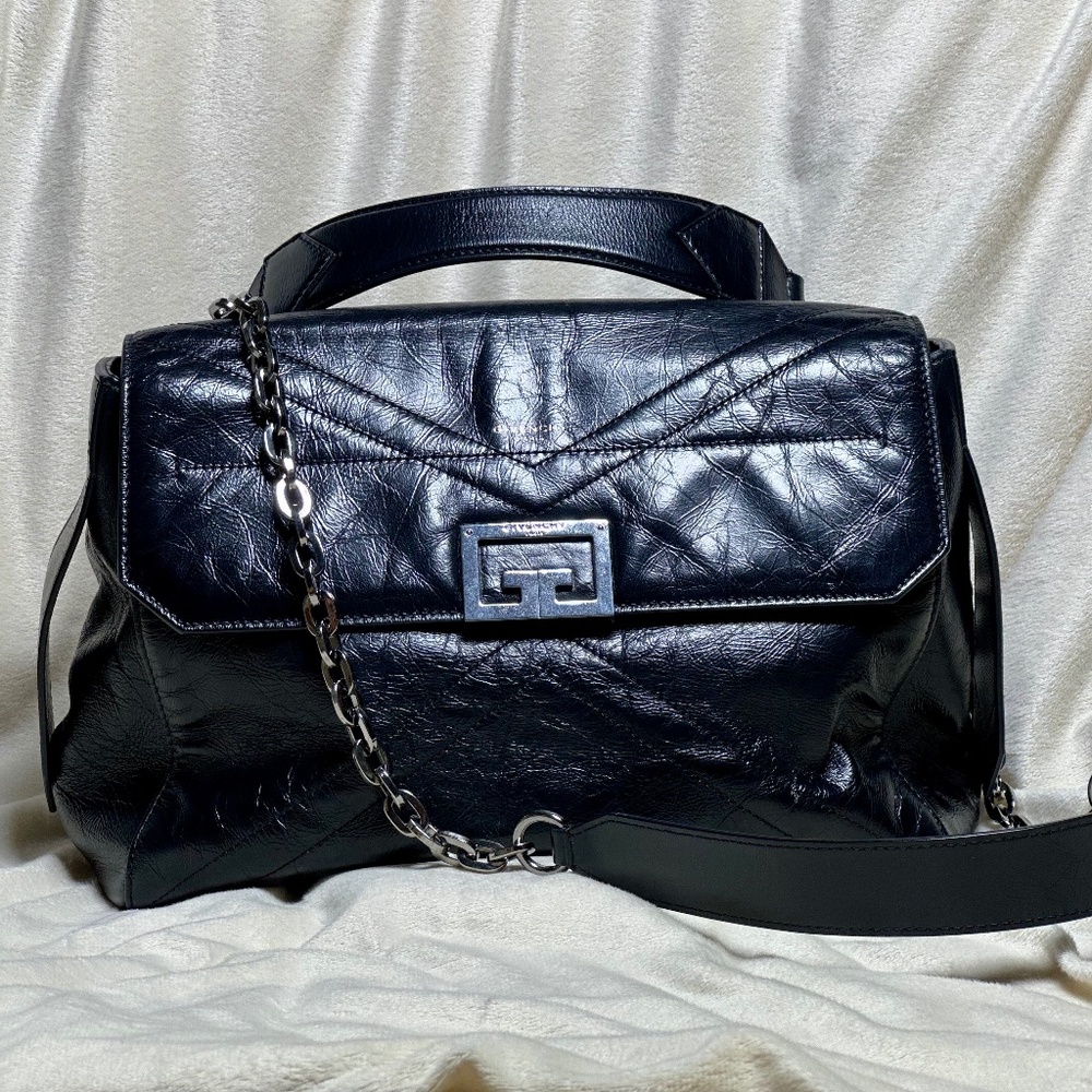 GIVENCHY Medium ID Black Leather Shoulder Bag